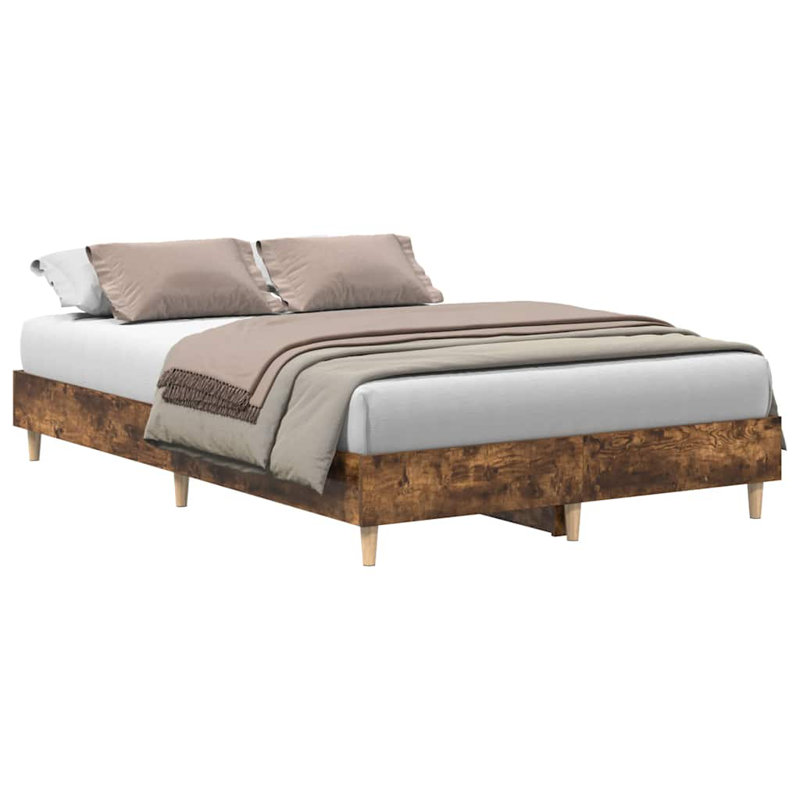 Bed Frame No Mattress Engineered Wood, Smoked Oak, Double (4'6)