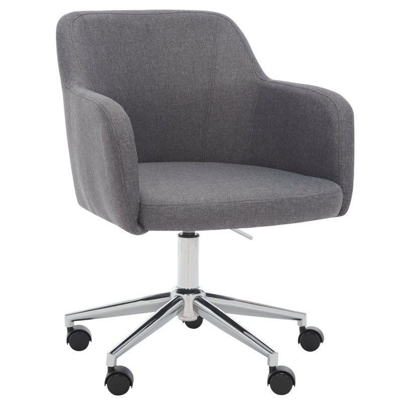 Chaise de bureau pivotante rembourrée H 35,83 po Imbali, gris, Lin