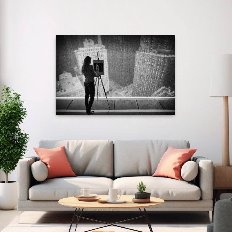 The Architecture Painter Abstract Contemporary Architecture City Wall Art by Roswitha Schleicher-Schwarz - Wrapped Canvas Print