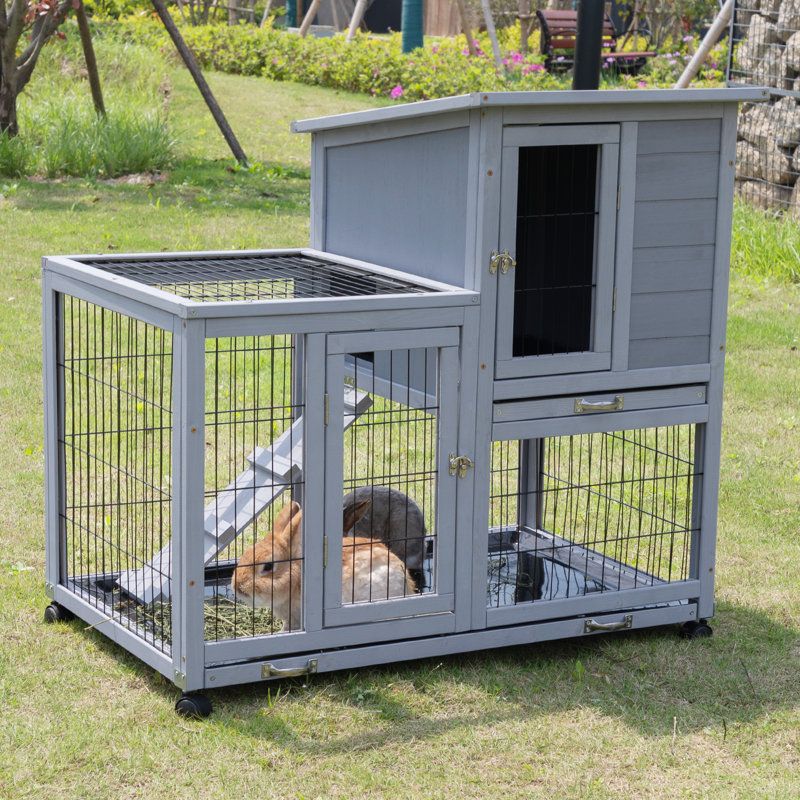 Cage à 2 niveaux avec 4 roulettes, Gris