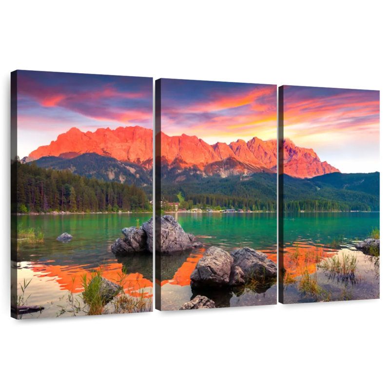 Alvord Eibsee Lake Mountain Scene, 24" H x 38" W