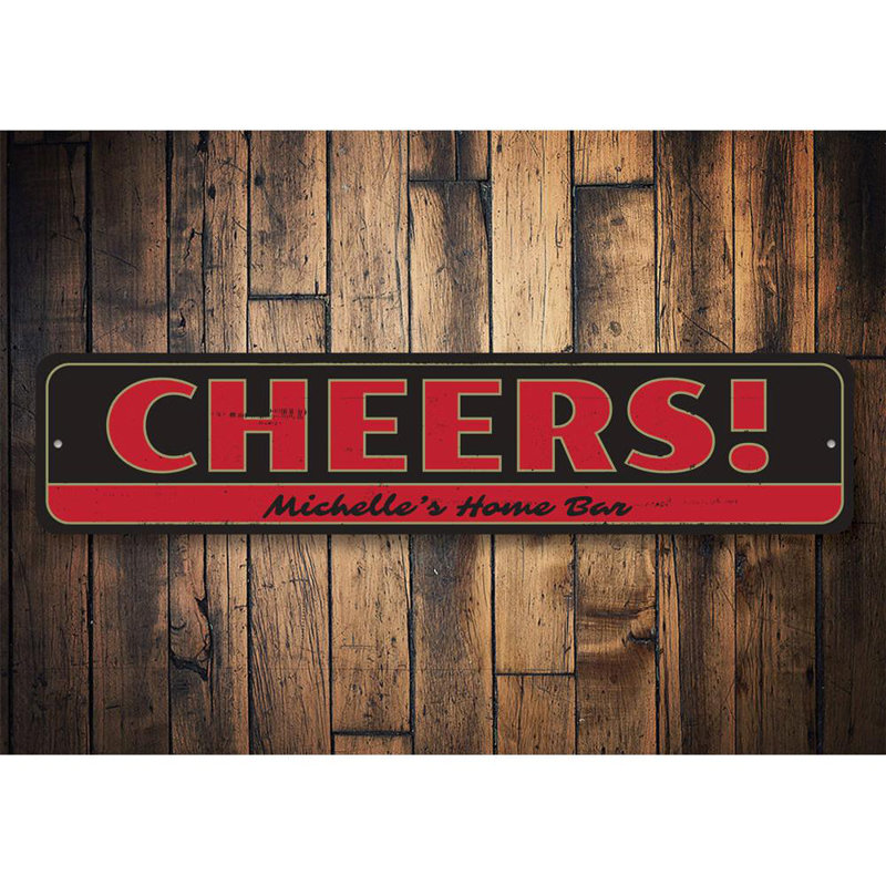 Enseigne Cheers en aluminium, H 6 po x l 24 po x P 0,06 po