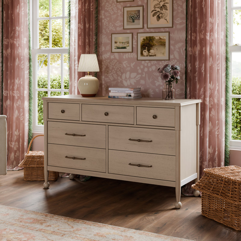Commode 7 tiroirs Alouette, Pin délavé