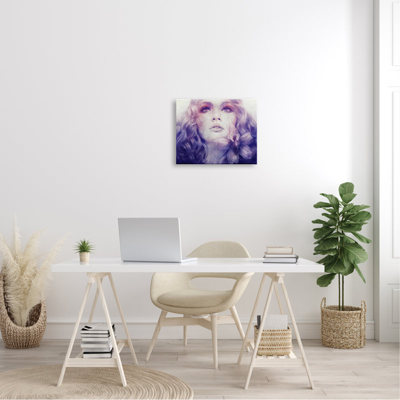 Fleur mauve vive, fleur qui coule les cheveux, Plaque murale, L 20 po x H 20 po