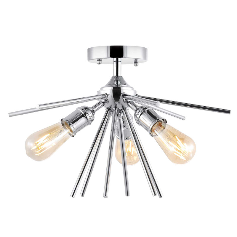 Plafonnier semi-encastré 3 lumières Prudence Spoutnik, Chrome