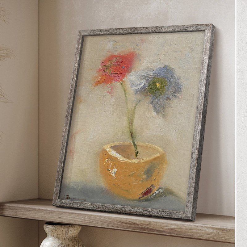 Teacup Flowers Framed Print - Solid Wood, 11" H x 9" W