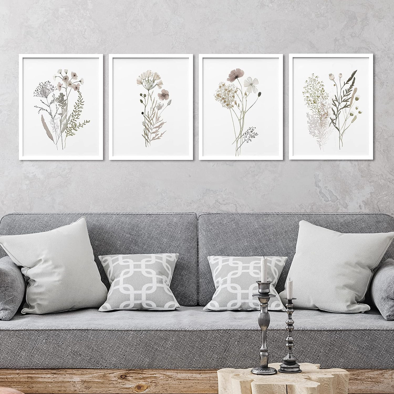 IDEA4WALL Vibrant Wildflower IDEA4WALL Framed Winter Autumn Brown ...