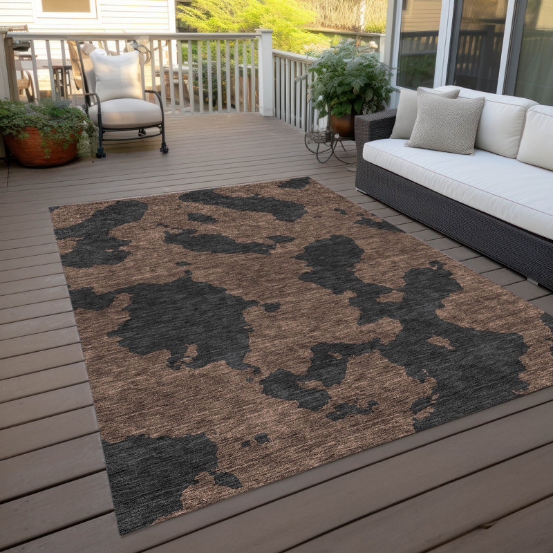 Chocolate Abstract Washable Synthetic 9' x 12' Rug