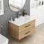 Ensemble de meuble-lavabo mural 30 po avec lavabo, lavabo en céramique, poignée longue en métal