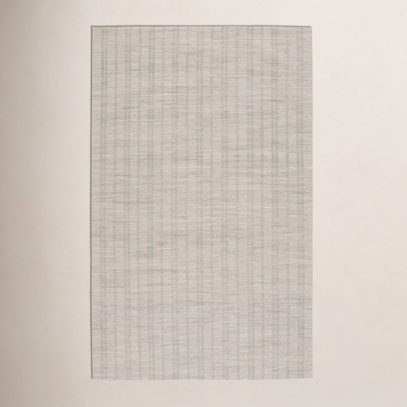 Marietta Handmade Striped Cream/ Black Area Rug (8'X10'), Light Gray/Light Green, Rectangle 6' x 9'