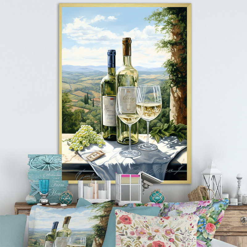 "Vineyard Charm", impression sur toile encadrée, Cadre doré simple, H 32 po x l 24 po x P 1 po