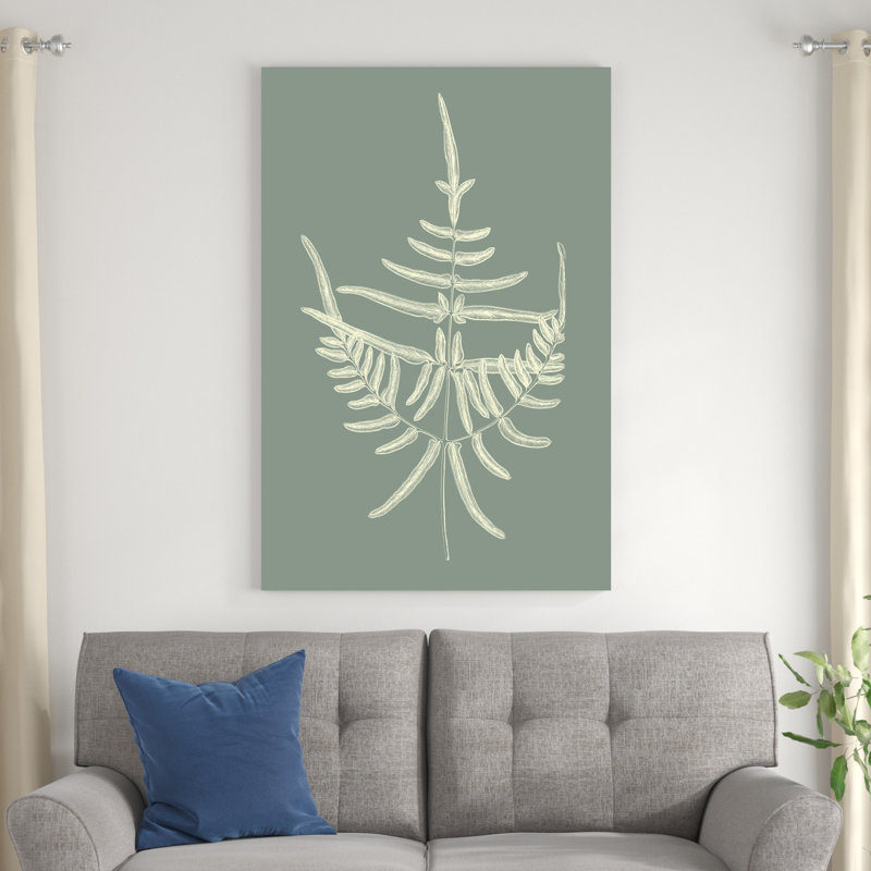«Ferns on Sage I», peinture sur toile, H 48 po x l 32 po