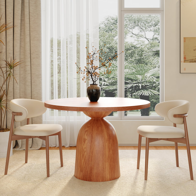 Table de salle à manger ronde en bois massif 39 po, H 29,52 po x L 39,37 po x l 39,37 po