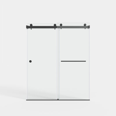 55" - 59" W X 72" H Double Sliding Frameless Shower Door With Clear Tempered  Glass