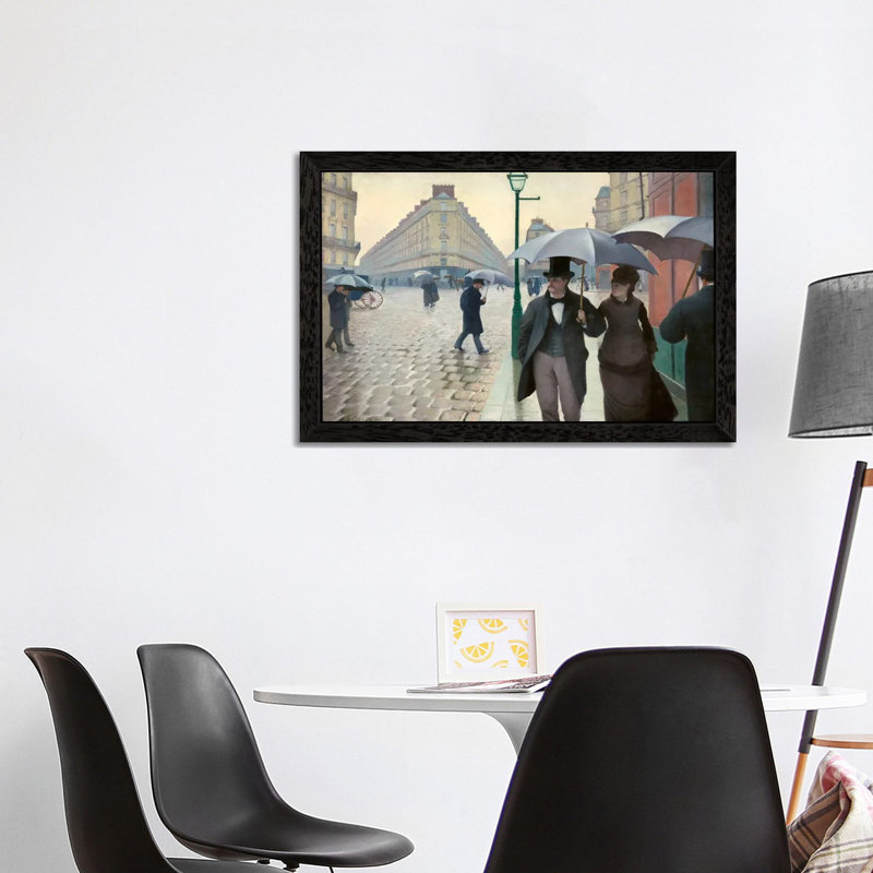 Paris Street: A Rainy Day by Gustave Caillebotte - Painting on Canvas, 152.5 cm H x 101.5 cm W, Black Framed