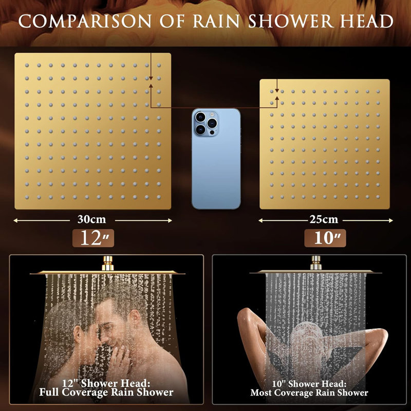 Rain Dual Shower Head 1.75 GPM GPM, Gold