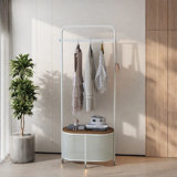 Coat Rack with Lid Basket Rattan Wheels