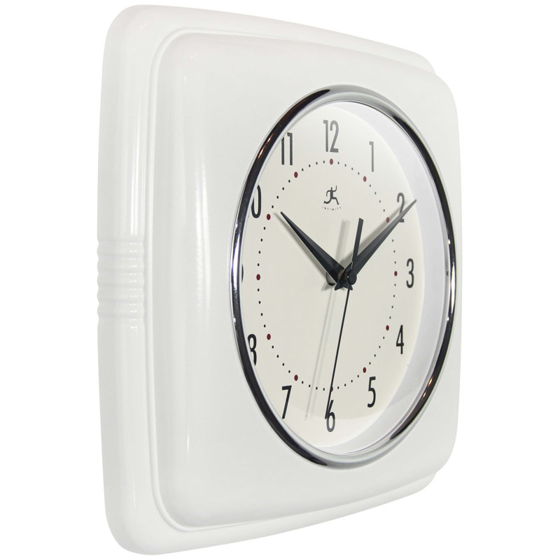 Orrwell Square Plastic Wall Clock 9.25 Inches, White