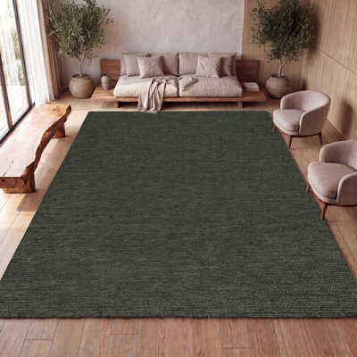 Tapis vert en jute tissé Griffin