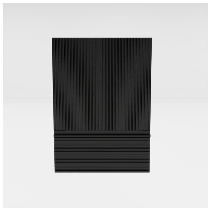 Meuble-lavabo de salle de bain moderne noir mat 20 po Gada - Meuble de rangement autoportant rayé avec poignée cachée