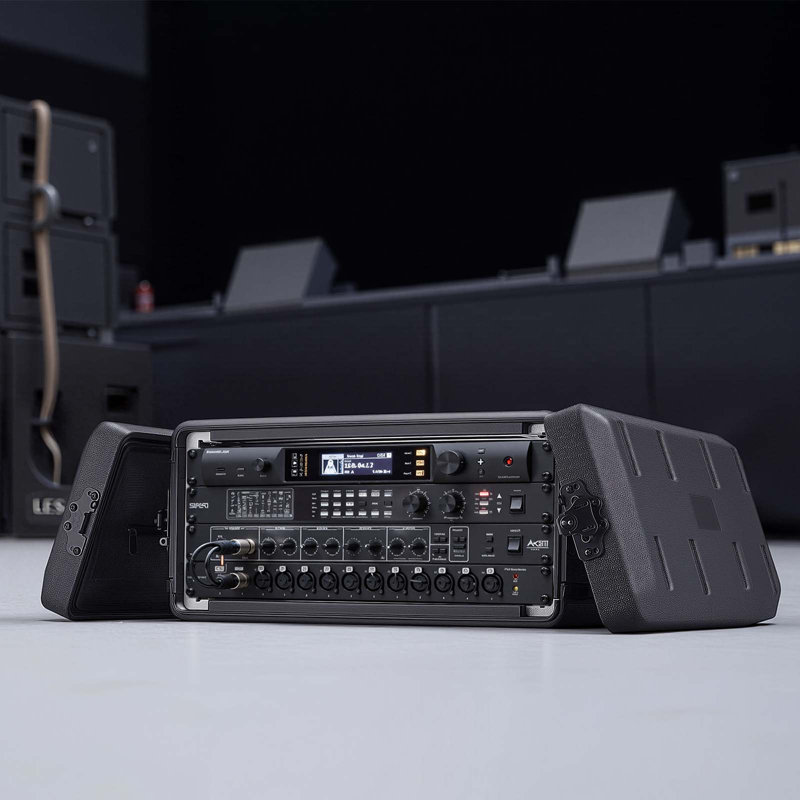 Étui de rangement 4U de 12 po de profondeur, étui peu profond avec compartiment pour microphone, construction en polyéthylène, loquets encastrés, installation facile pour amplificateur, profondeur interne de 8,7 po
