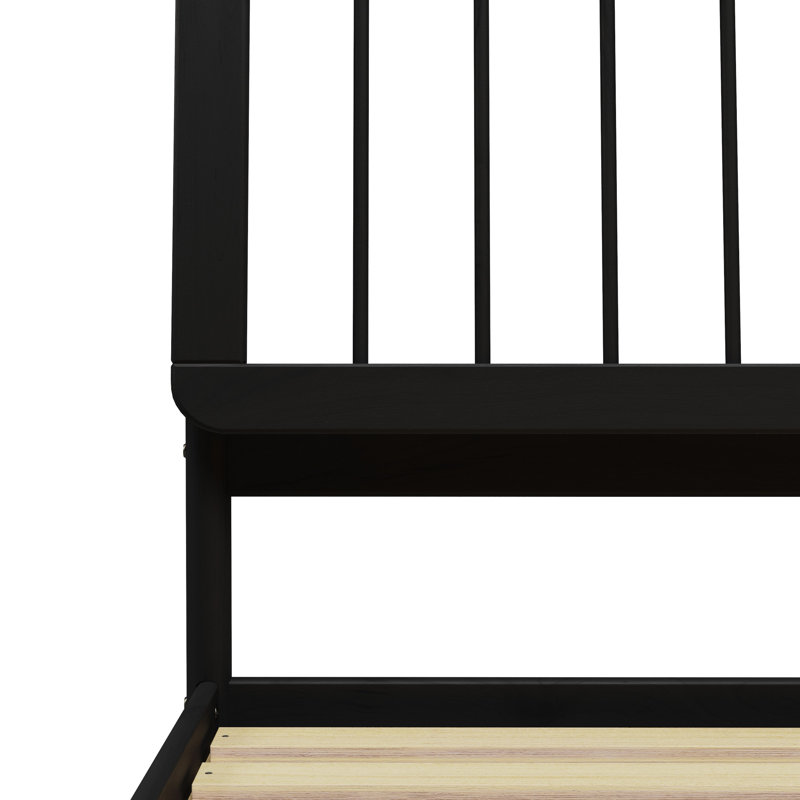 Catrece Solid Wood Platform Bed with Spindle Headboard, Black, King