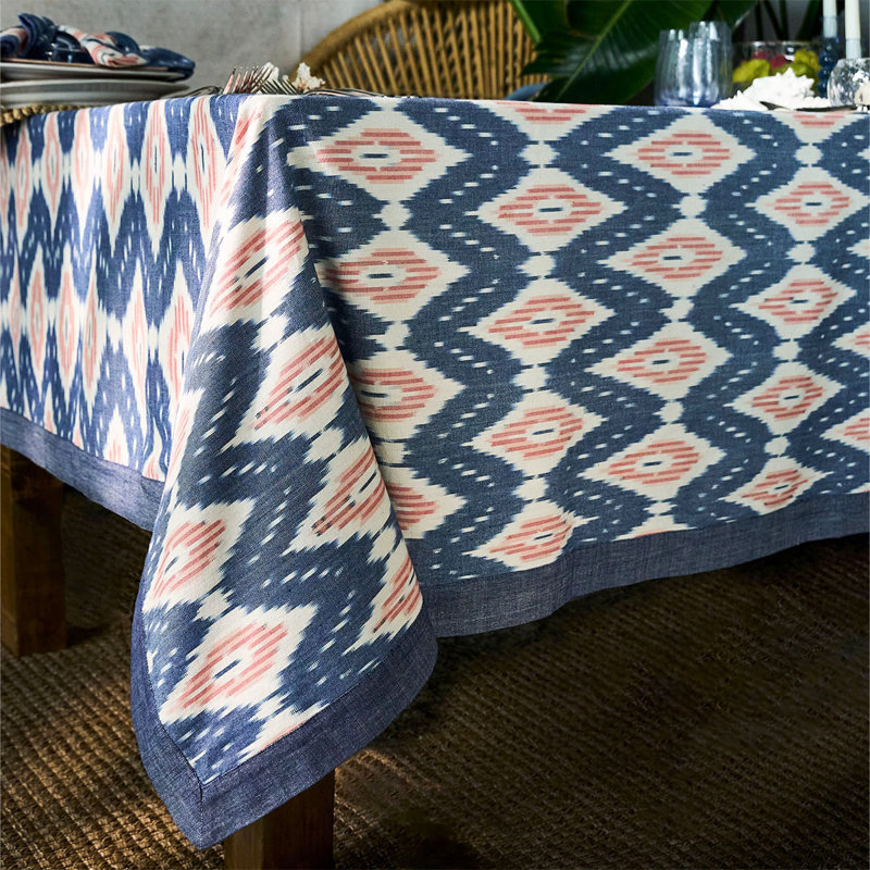 Ikat 18" x 90" Table Runner - Blue/Pink, 120" L x 60" W