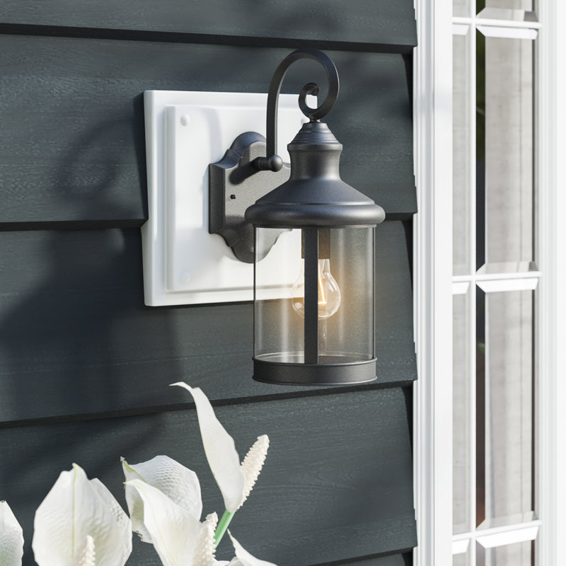 Lanterne murale d'extérieur à 1 ampoule Comisha, Noir, H 15,95 po x l 6,61 po x P 8,27 po