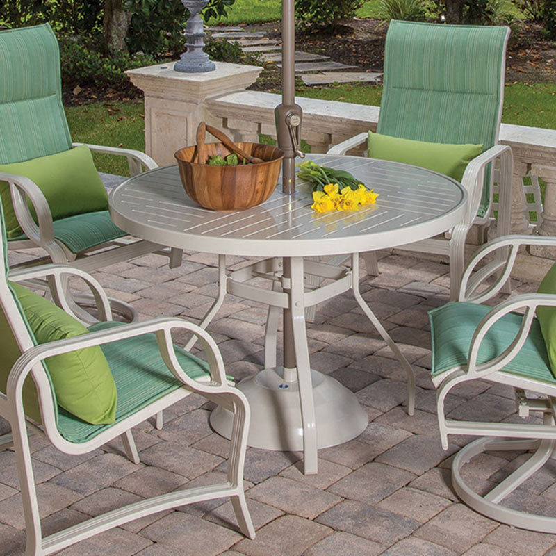 Windward Outdoor Napa 47" Round Dining Table, Bronze Age