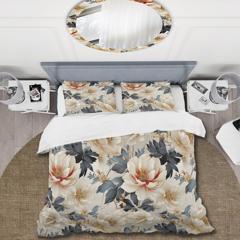 Ensemble de housse de couette Delicate Magnolia Dreams I - Floral, Housse de couette simple + 1 taie décorative stan