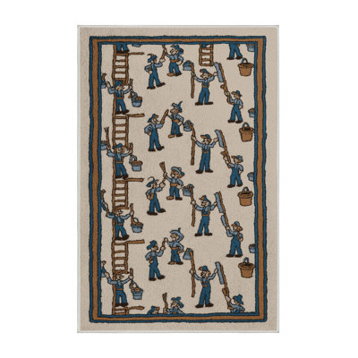Machine Washable Transportation Beige Area Rug
