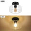 Luminaire encastré moderne 1 lumière 9 "noir avec abat-jour en verre transparent pour le salon, la salle à manger, l'entrée, le couloir