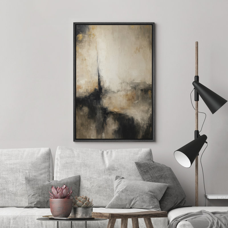 Reproduction d'art abstrait sur toile encadrée pour décoration intérieure moderne, H 24 po x l 16 po, Noir