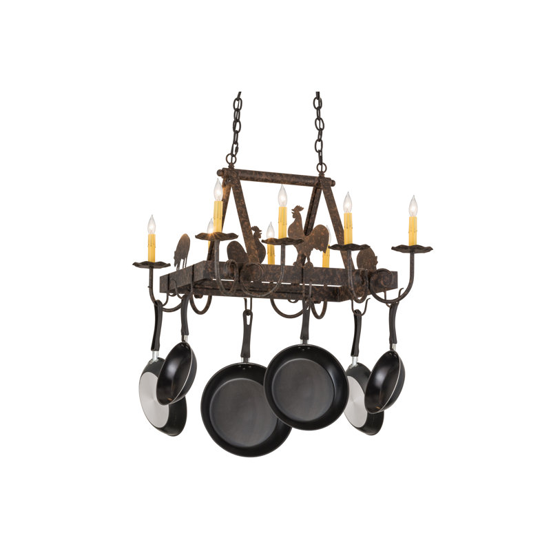 Barn Animals Handcrafted 8 Light Pot Rack