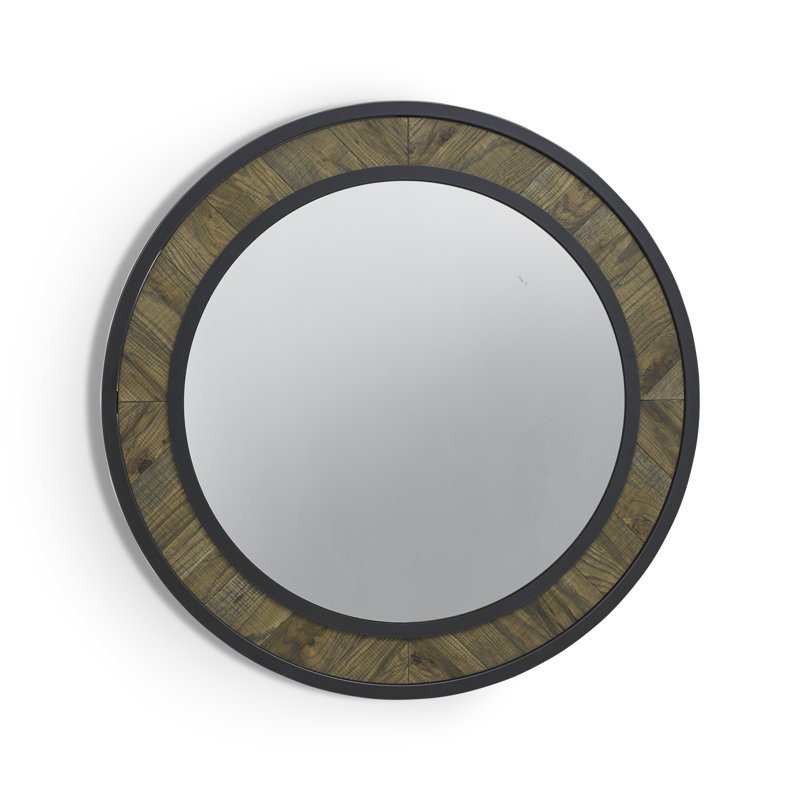 Septimus Solid And Engineered Wood Flat Wall Mirror, Fumed Oak