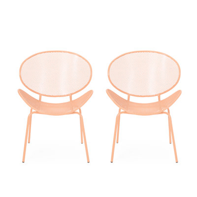 Stylish Outdoor Chairs  2 , 25.88"D X 33.31"H, Orange Finish Seating  2 , 24.09"W Orange, Narrow