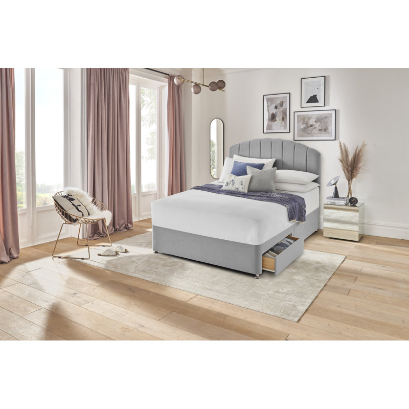 Silentnight upholstered premium Divan bed - base only, Super King (6'), 2 Drawers, Slate Grey