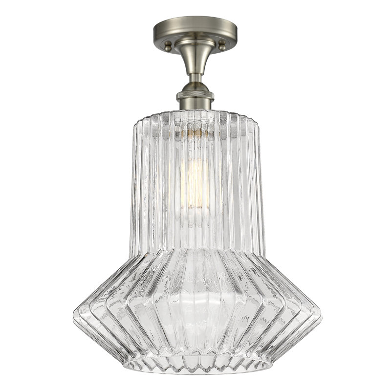 Plafonnier semi-encastré 1 lumière 12 po Perri, Ampoule non incluse, Nickel satiné brossé