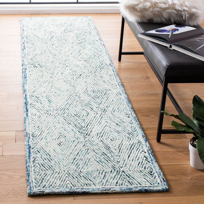 Diederich Hand Tufted Wool Geometric Rug, Runner 2'3" x 9'