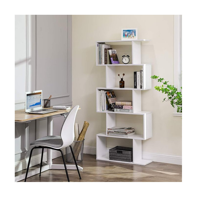 Bookcase, 5 Shelves (62.6" H x 27.6" W x 9.4" D), White, 1