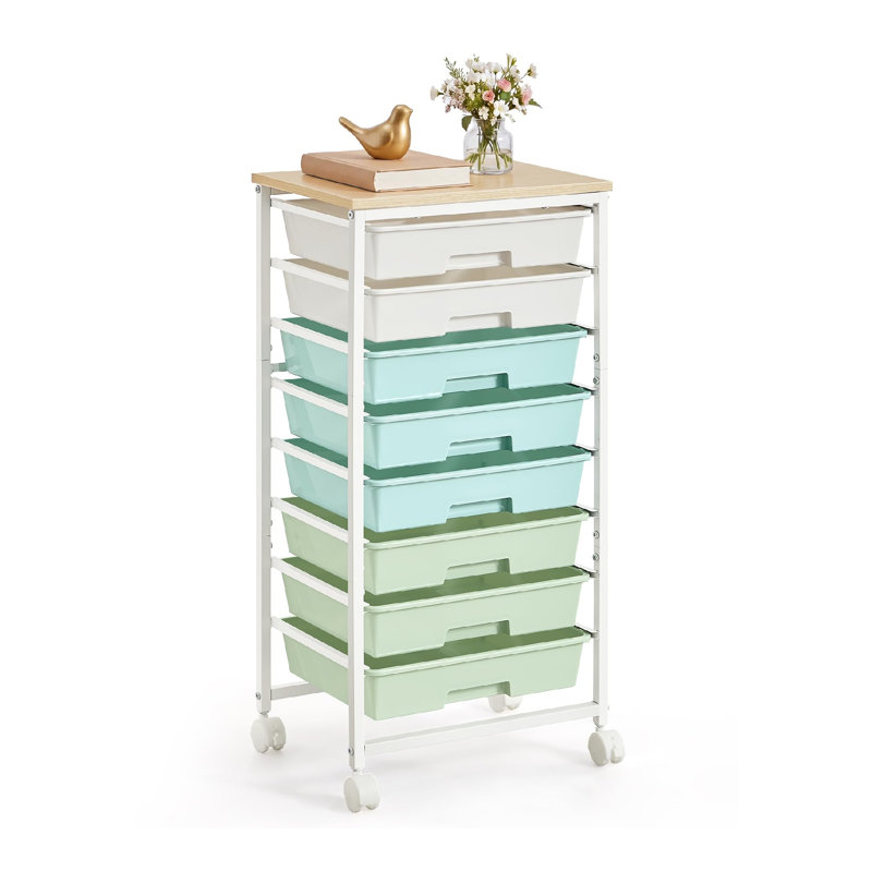 8 Drawer Storage Drawer, Green/White