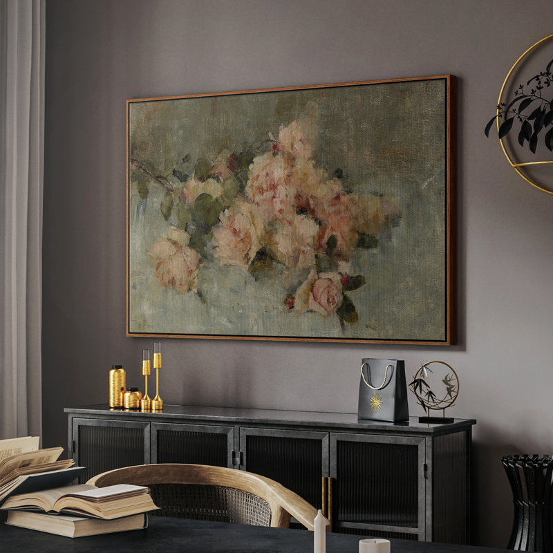 «Vintage Botanical - CXV» sur toile, Toile encadrée noyer flottant, H 25 po x l 37 po x P 1,5 po