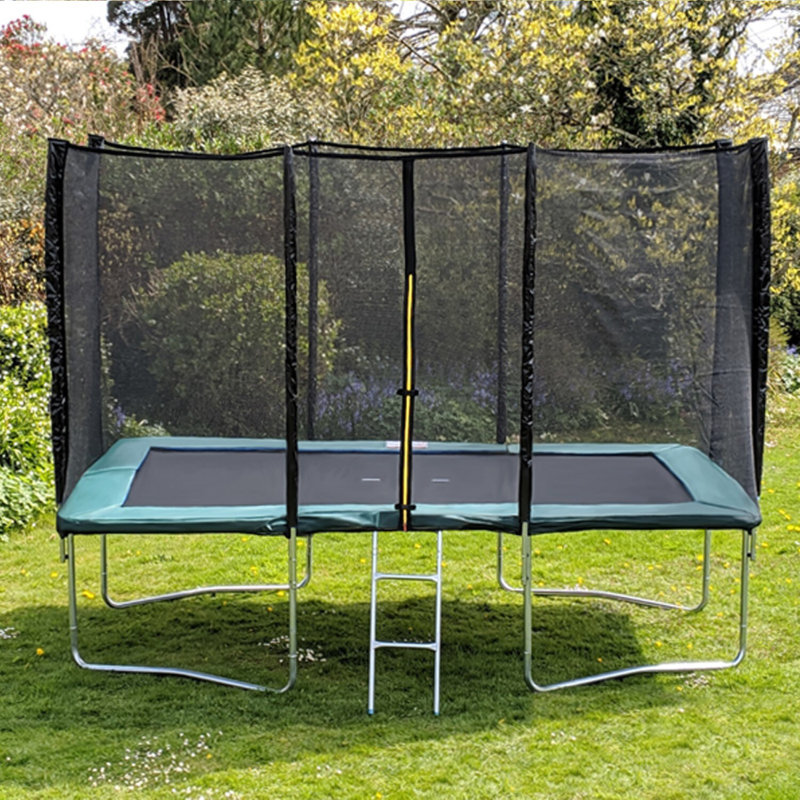 Freeport Park 427cm x 274cm Rectangle Backyard Trampoline with Safety Enclosure, Green
