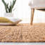 Tapis de couleur unie en cuir recyclé à tissage plat rétro en coton brun-116865222