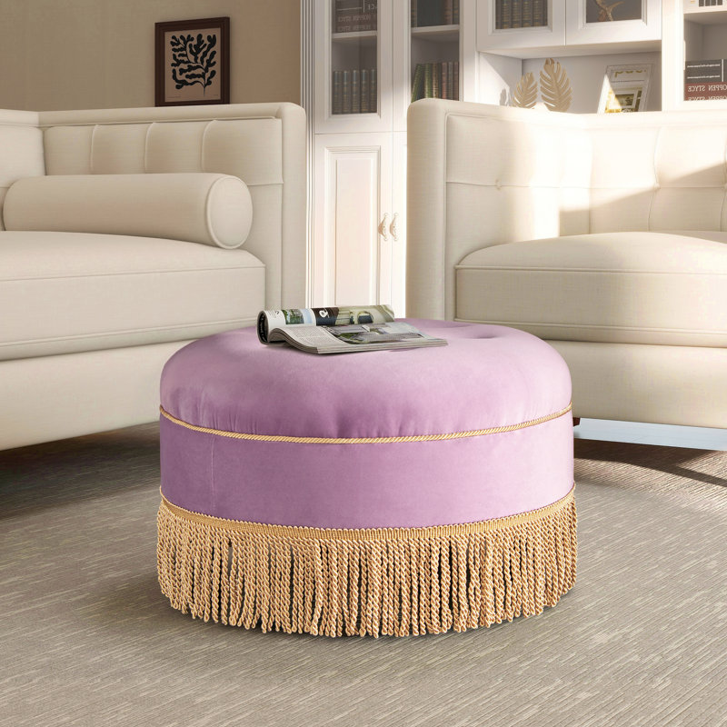Neptune Upholstered Ottoman, Lavender Velvet