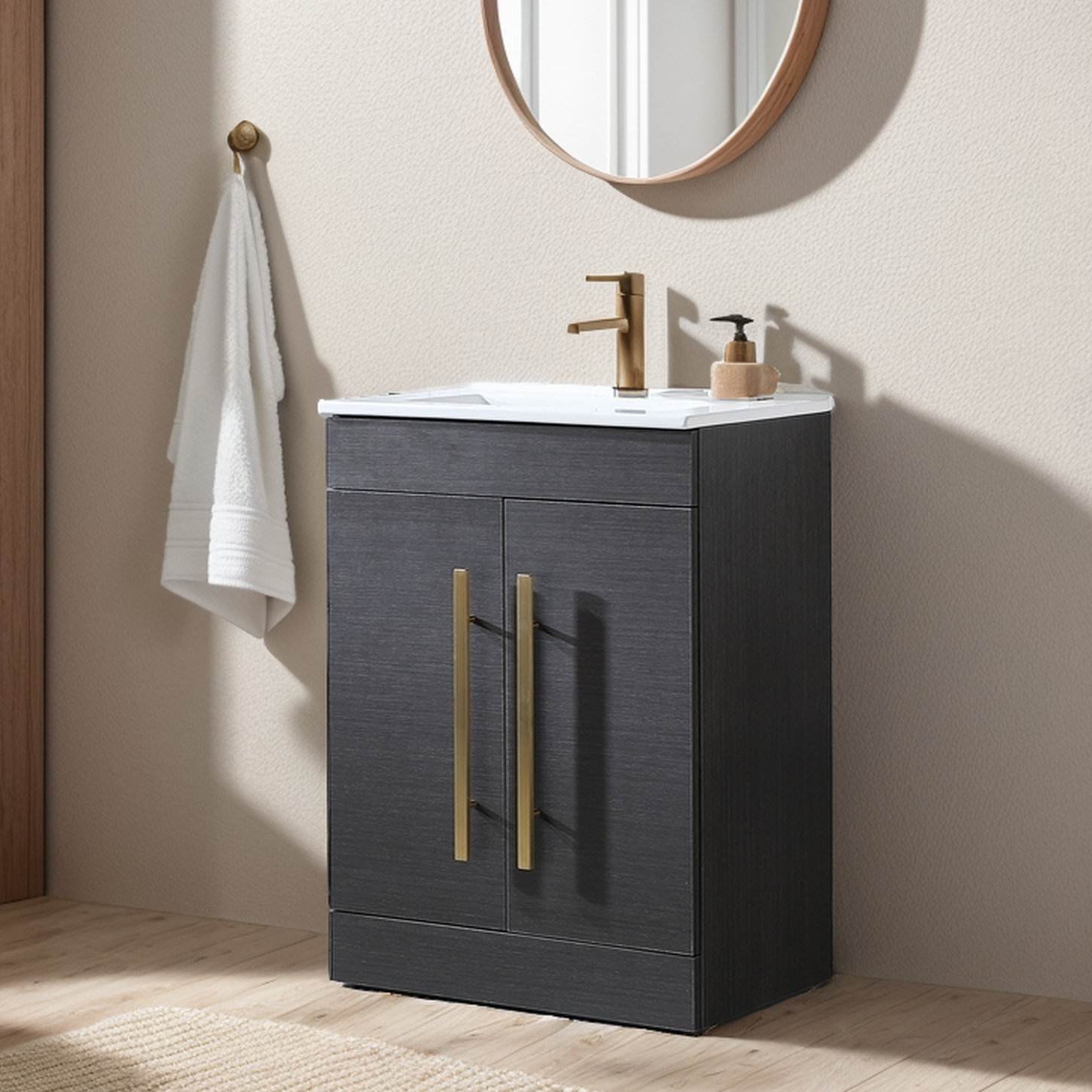 Ebern Designs 24'' Modern Free-Standing 2-Doors Single Bathroom Vanity ...