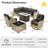 Emroy 6 - Person Outdoor Wicker Sectional Seating Group with Lighted Coffee Table and Swivel Chairs, All Weather Modular Rattan Conversation Set with Cushions-2091361703