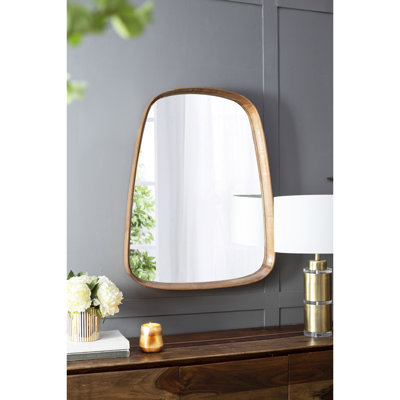 Miroir d'entrée de salle de bain 27 po x 37 po avec cadre en bois - Silhouette minimaliste, adoucit l'espace en bois élégant et élégant, complète
