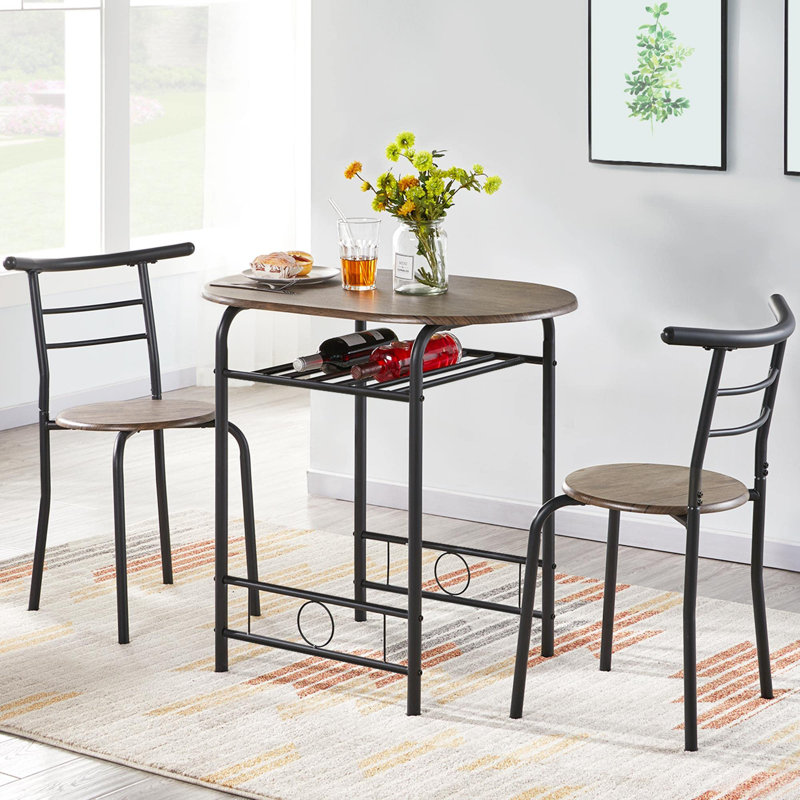 Bot 2 - Person Dining Set, Brown, 75.5cm H x 80cm W x 53cm D, Black