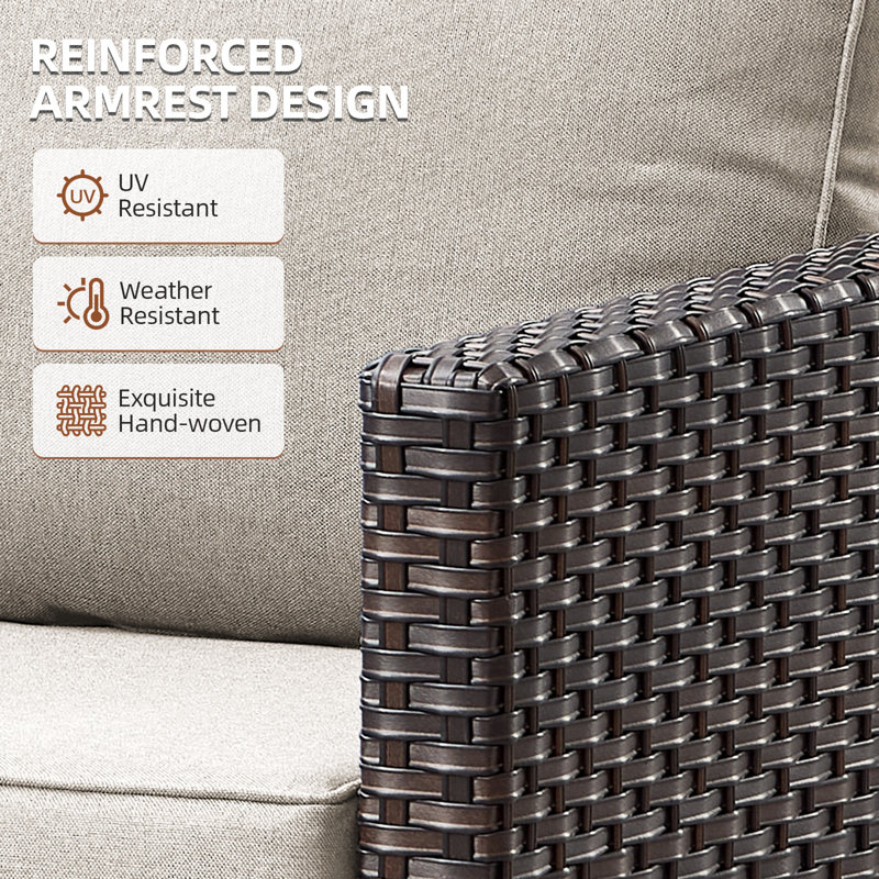 Kaelahni 74" Wide Powder Coated Steel Outdoor Patio Sofa, Beige